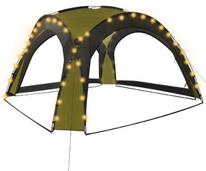 Party Tent with LED and 4 Sidewalls 3.6x3.6x2.3 m Green