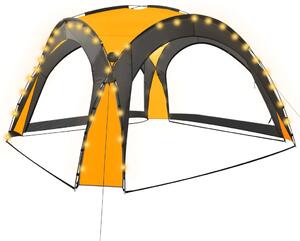 Party Tent with LED and 4 Sidewalls 3.6x3.6x2.3 m Yellow