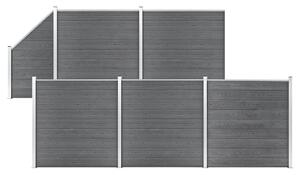 WPC Fence Set 5 Square + 1 Slanted 965x186 cm Grey