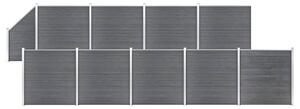 WPC Fence Set 9 Square + 1 Slanted 1657x186 cm Grey