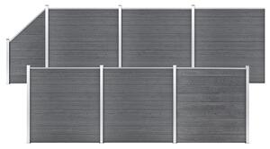 WPC Fence Set 6 Square + 1 Slanted 1138x186 cm Grey