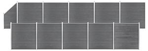 WPC Fence Set 10 Square + 1 Slanted 1830x186 cm Grey
