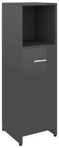 Bathroom Cabinet High Gloss Grey 30x30x95 cm Engineered Wood