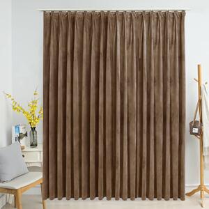 Blackout Curtain with Hooks Velvet Beige 290x245 cm