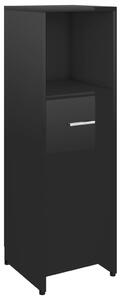 Bathroom Cabinet High Gloss Black 30x30x95 cm Engineered Wood
