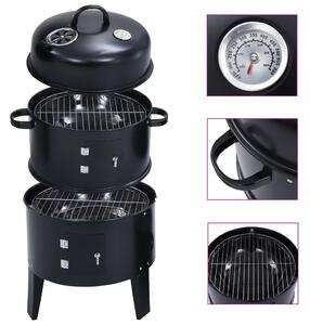 3-in-1 Charcoal Smoker BBQ Grill 40x80 cm