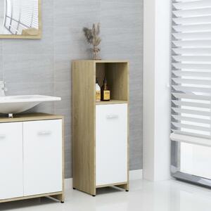 Bathroom Cabinet White and Sonoma Oak 30x30x95 cm Chipboard