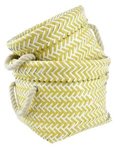Storage Baskets - Ochre & White - Set of 2 Baskets