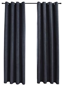 Blackout Curtains with Metal Rings 2 pcs Anthracite 140x225 cm