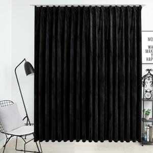 Blackout Curtain with Hooks Velvet Black 290x245 cm