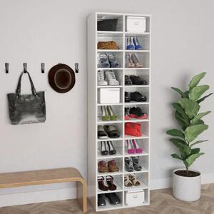 Shoe Cabinet High Gloss White 54x34x183 cm Engineered Wood