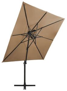 Cantilever Umbrella with Double Top 250x250 cm Taupe