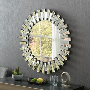 Yearn Multifaceted Round Mirror Black and Clear