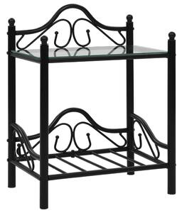 Bedside Tables 2pcs Steel and Tempered Glass 45x30.5x60cm Black