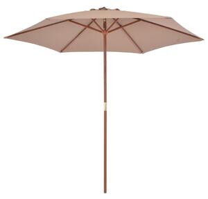 Outdoor Parasol with Wooden Pole 270 cm Taupe