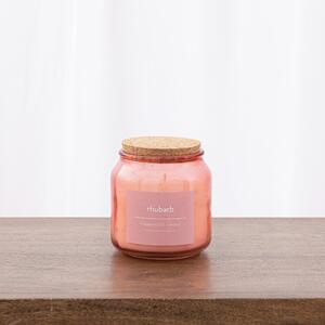 Rhubarb Jar Candle with Cork Lid Pink
