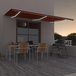 Manual Retractable Awning with LED 600x300 cm Orange and Brown
