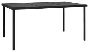 Garden Table with Glass Tabletop Black 150x90x74 cm Steel