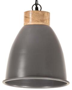 Industrial Hanging Lamp Grey Iron & Solid Wood 23 cm E27