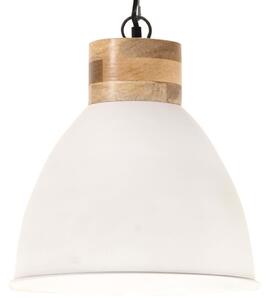 Industrial Hanging Lamp White Iron & Solid Wood 46 cm E27