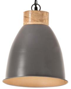 Industrial Hanging Lamp Grey Iron & Solid Wood 23 cm E27