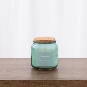 Seagrass Jar Candle with Cork Lid Turquoise Blue