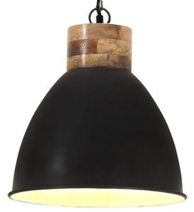 Industrial Hanging Lamp Black Iron & Solid Wood 46 cm E27