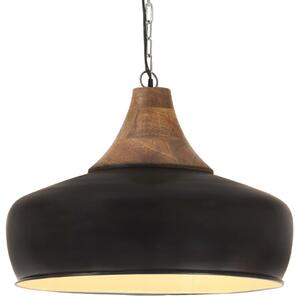 Industrial Hanging Lamp Black Iron & Solid Wood 35 cm E27