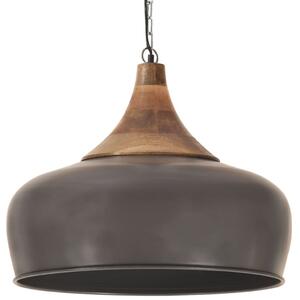 Industrial Hanging Lamp Grey Iron & Solid Wood 45 cm E27