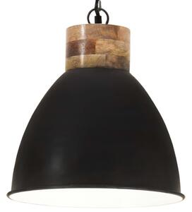 Industrial Hanging Lamp Black Iron & Solid Wood 46 cm E27