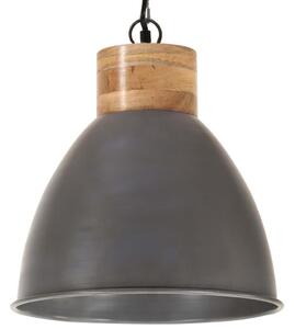 Industrial Hanging Lamp Grey Iron & Solid Wood 46 cm E27