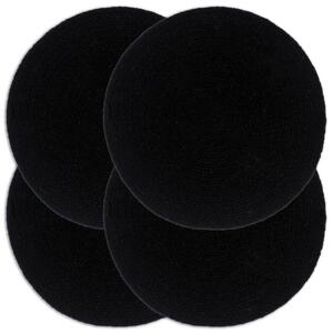Placemats 4 pcs Plain Black 38 cm Round Cotton