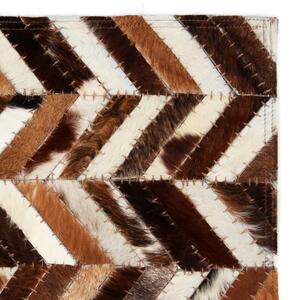 Rug Genuine Leather Patchwork 80x150 cm Chevron Brown/White