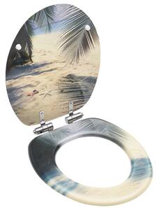 WC Toilet Seat with Soft Close Lid MDF Beach Design