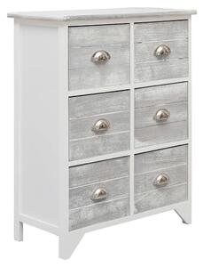 Side Cabinet with 6 Drawers Grey 60x30x75 cm Paulownia Wood