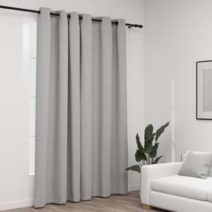 Linen-Look Blackout Curtains with Grommets Grey 290x245cm
