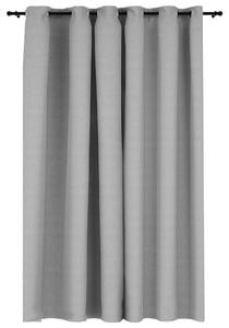 Linen-Look Blackout Curtains with Grommets Grey 290x245cm
