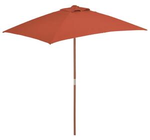 Outdoor Parasol with Wooden Pole 150x200 cm Terracotta