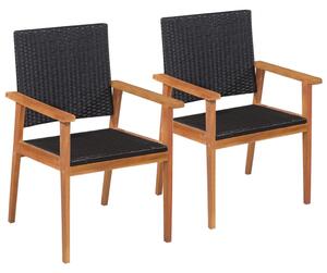 Outdoor Chairs 2 pcs Poly Rattan Black and Brown