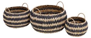 Black Round Flatweave Baskets - Set of 3
