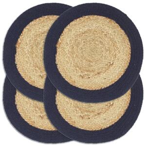 Placemats 4 pcs Natural and Navy Blue 38 cm Jute and Cotton
