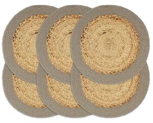 Placemats 6 pcs Natural and Grey 38 cm Jute and Cotton
