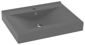 Luxury Basin with Faucet Hole Matt Dark Grey 60x46 cm Ceramic