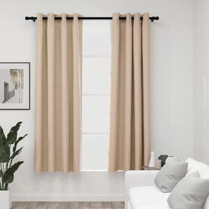 Linen-Look Blackout Curtains with Grommets 2pcs Beige 140x175cm