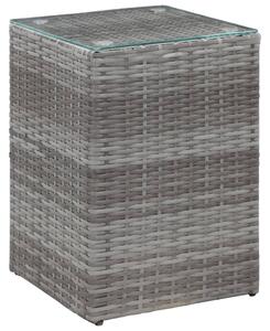 Side Table with Glass Top Grey 35x35x52 cm Poly Rattan