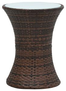 Garden Side Table Drum Shape Brown Poly Rattan