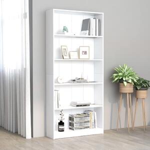 5-Tier Book Cabinet White 80x24x175 cm Engineered Wood