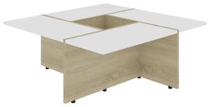 Coffee Table White and Sonoma Oak 79.5x79.5x30 cm Engineered Wood