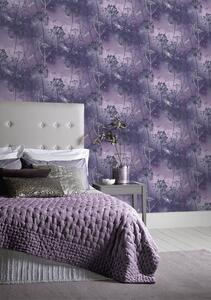 Arthouse Damselfly Floral Smooth Glitter Purple Wallpaper