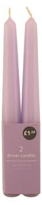 Pack of 2 Taper Candles Lilac Set of 12 Purple